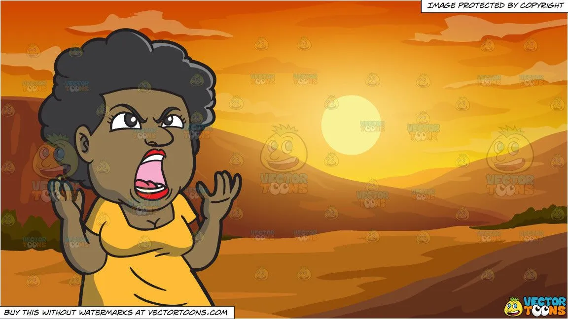 a-black-woman-yelling-in-frustration-and-sunset-in-the-canyons-background.webp