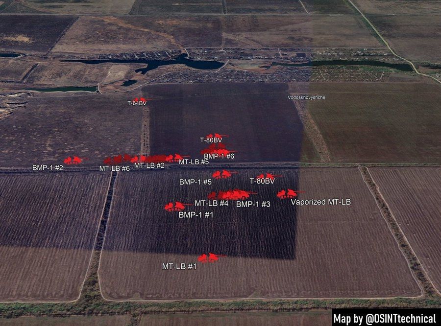 At least 27 pieces of equipment have been lost by the occupants in two fields north of Vodiane...jpg