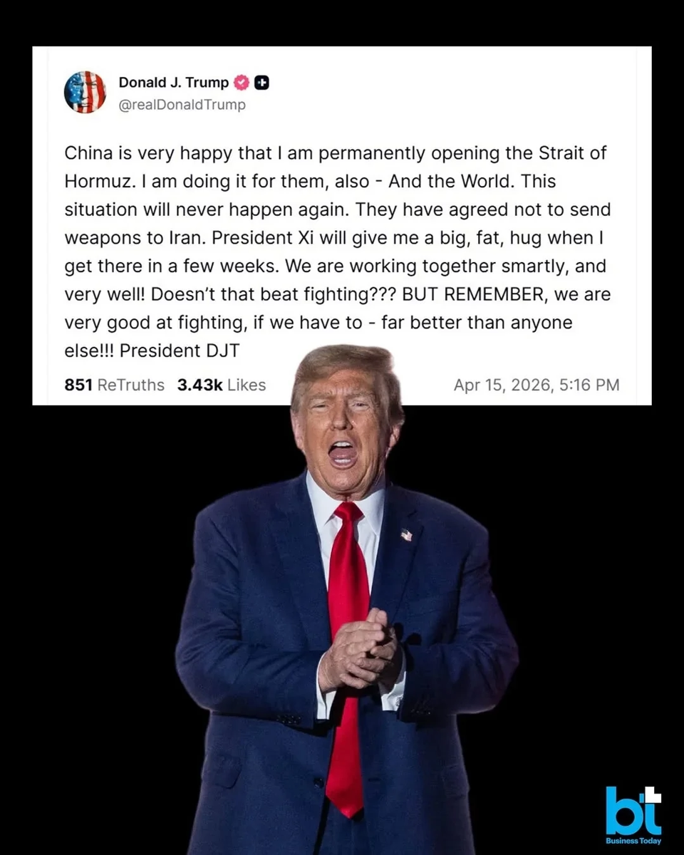 China very happuy US opening the Straight, will give him a big hug, Apr 15 2026.webp