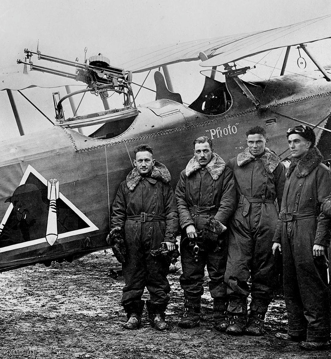 DH - Members of the U.S. 96th Aero Squadron pose before one of their Breguet 14B2 bombers on N...jpg