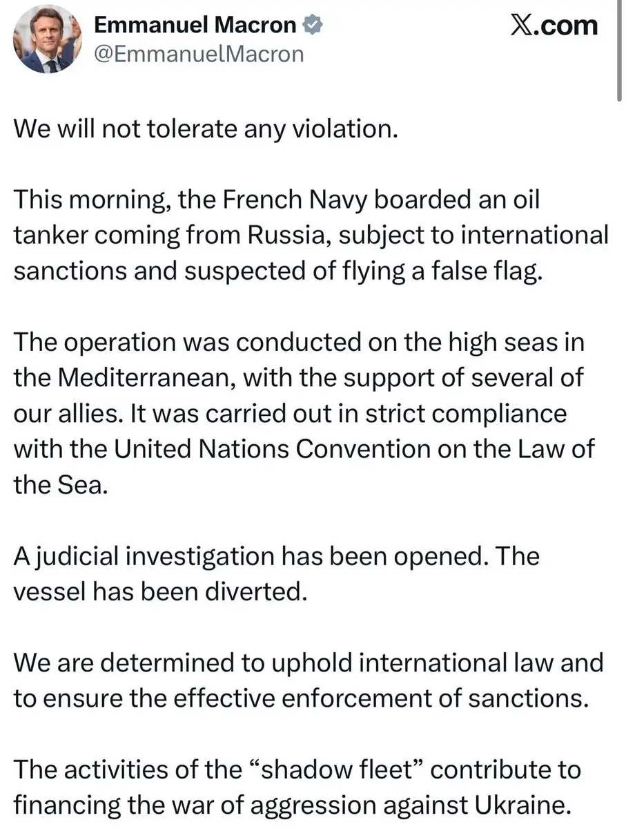 France Seizes Russian Shadow Fleet Tanker, Grinch, in Mediterranean 4 - Jan 22 2026.webp