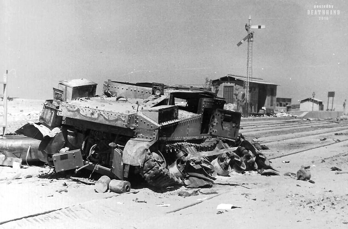 Knocked Out M3 Lee tank, Africa.jpg