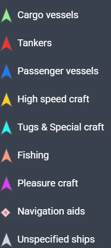 Legend for ship types in Straight of Hormuz tracker.webp