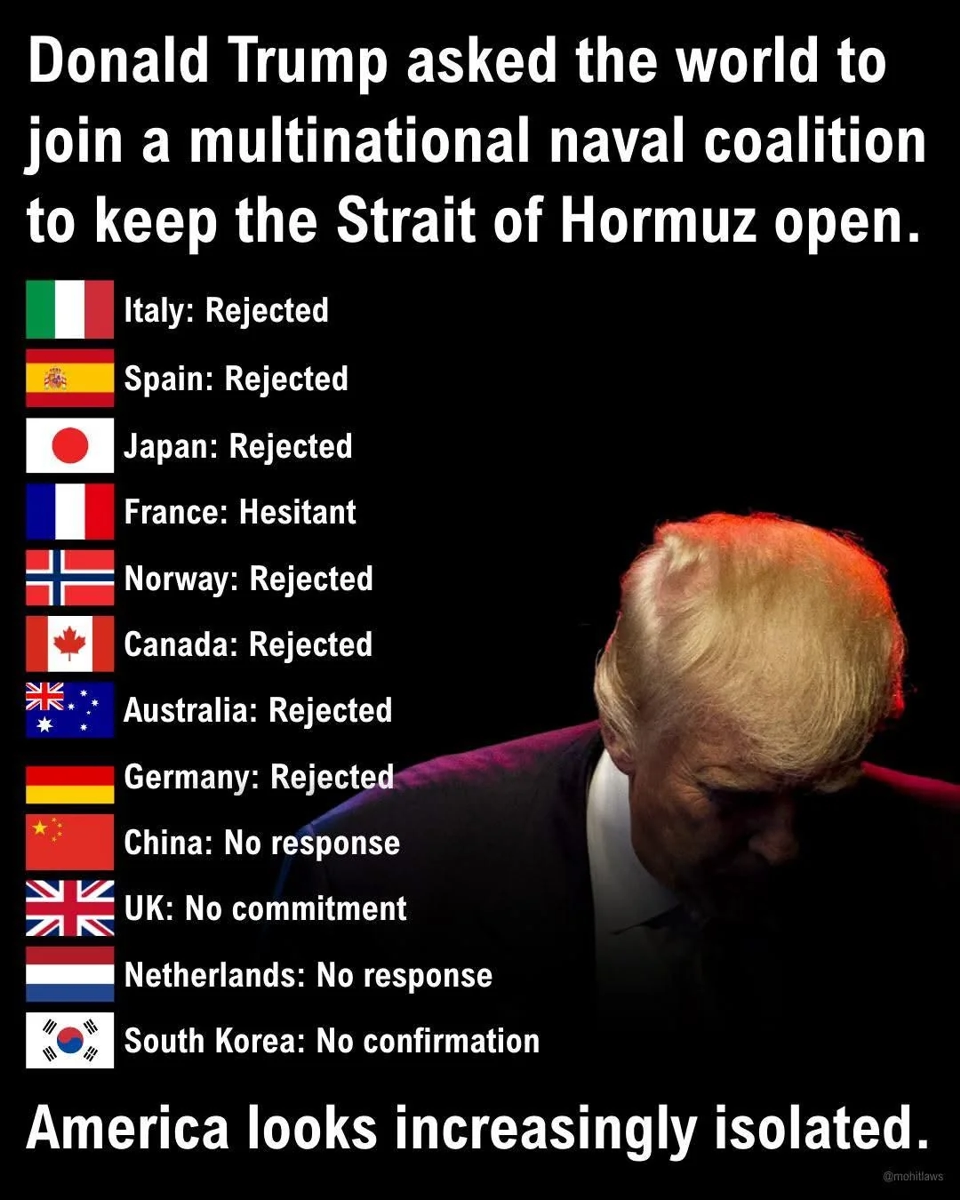 NATO-member countries not participating in Trumps opening of the Straight of Hormuz, mid Mar ...webp