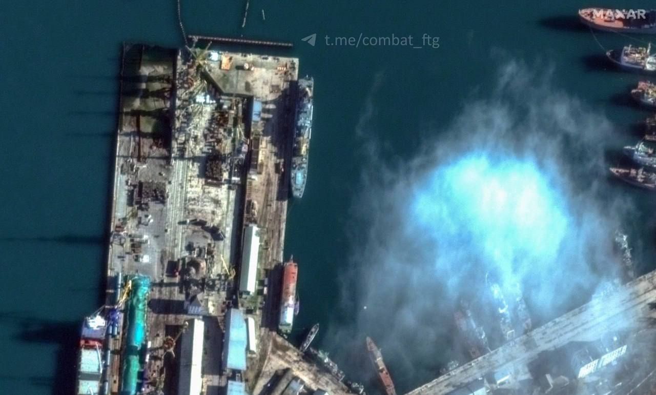 New satellite imagery from Maxar technologies showing damage to the two ships in the port in F...jpg