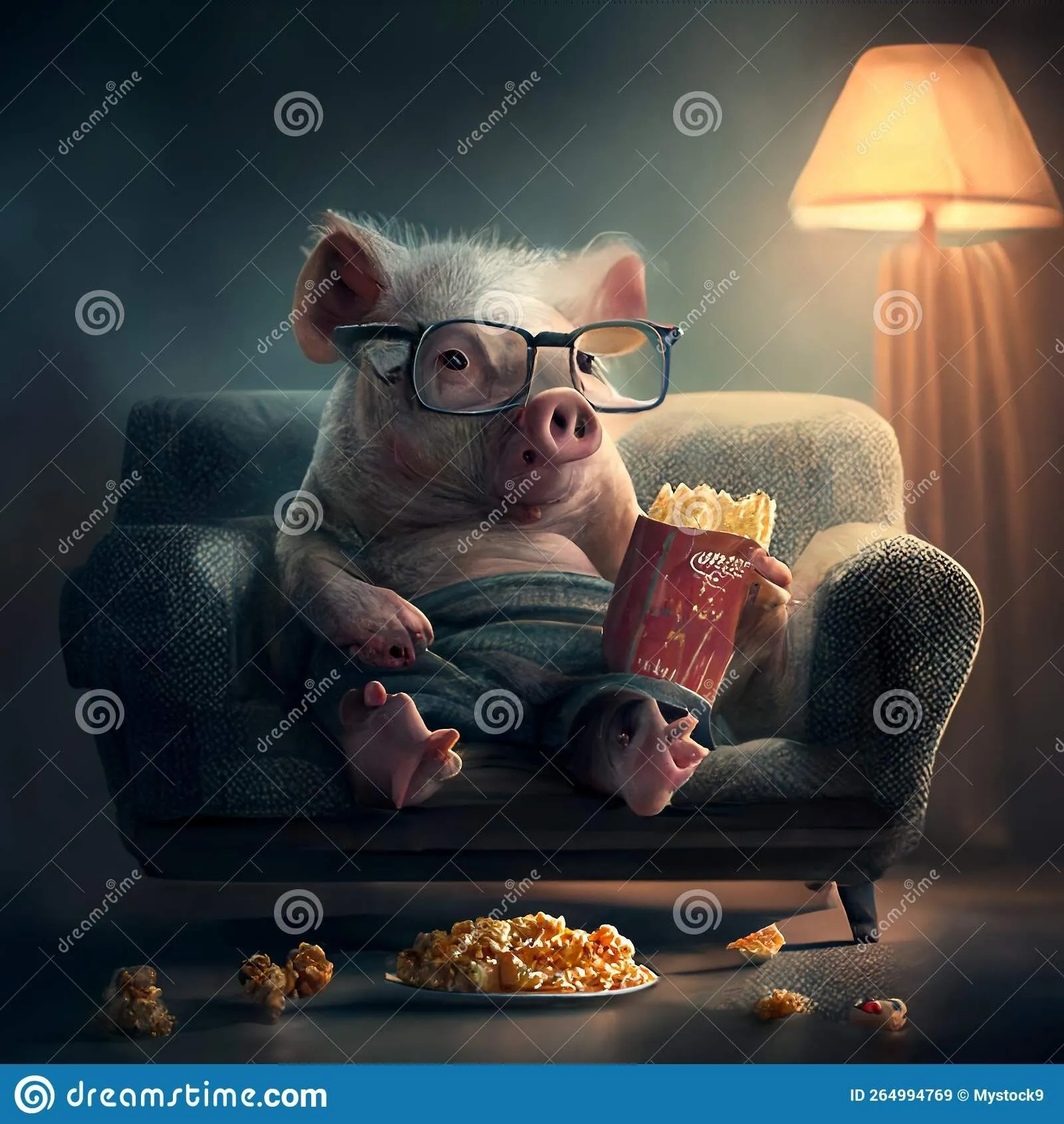 pig-resting-home-watching-tv-ai-generated-piglet-glasses-eats-popcorn-rests-sofa-264994769.webp