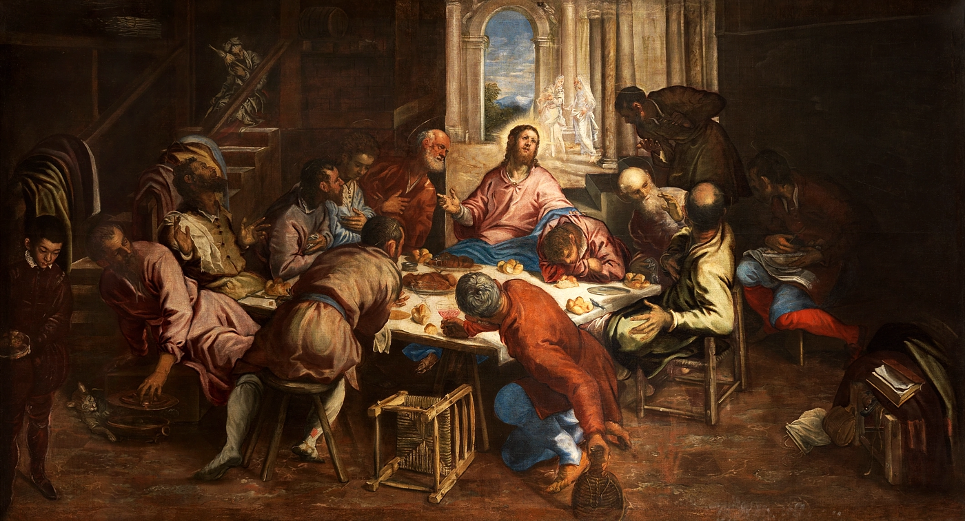 The Last Supper is an Italian Renaissance Oil on Canvas Painting created by Tintoretto from 1...webp