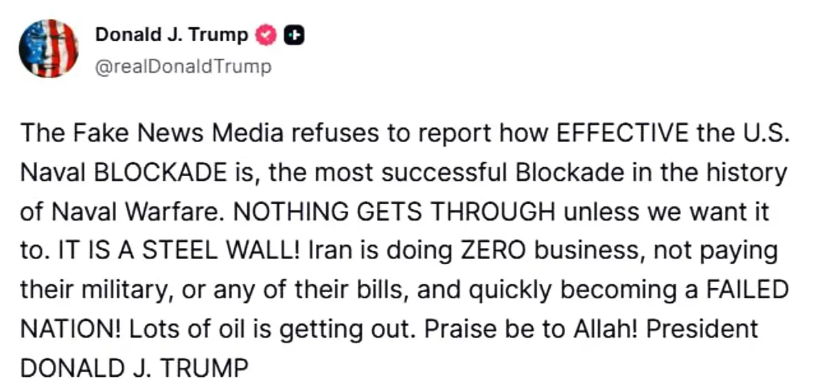 Trump, fake news media, Iran going down, praise be to Allah, June 11 2026.webp