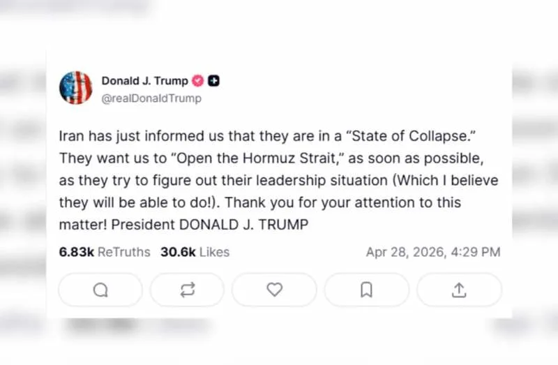 Trump, Iran state of collapse, Apr 28 2026.webp