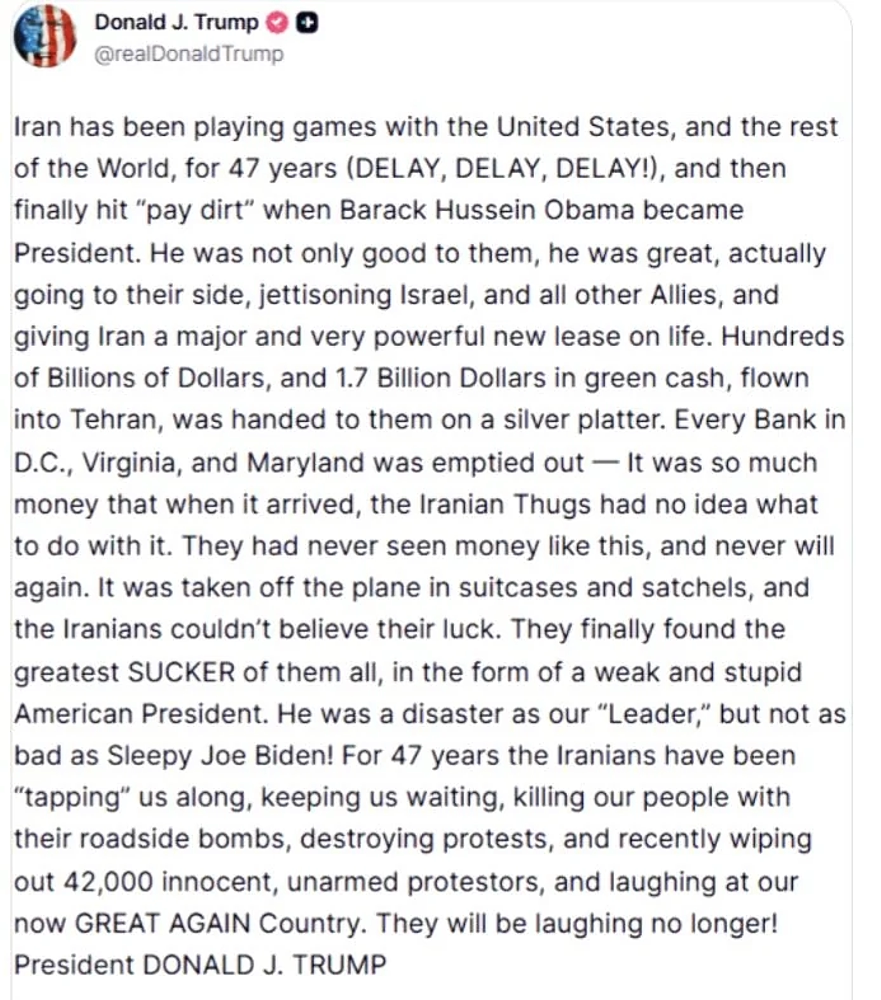 Trump, IRans been playing games for 47 yrs, no more, May 10 2026.webp