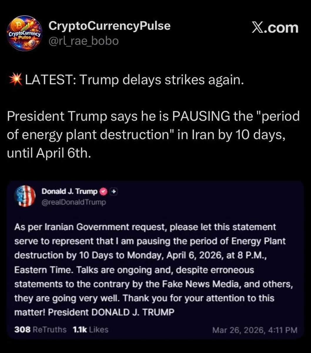 Trump, pause for Iran is now 10 days, Mar 26 2026.webp